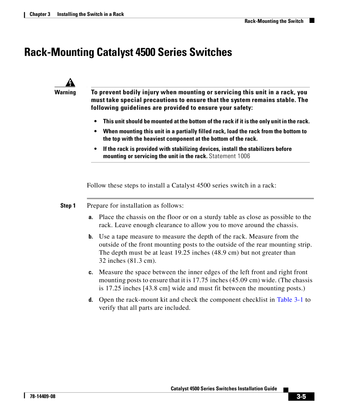 Cisco Systems manual Rack-Mounting Catalyst 4500 Series Switches 