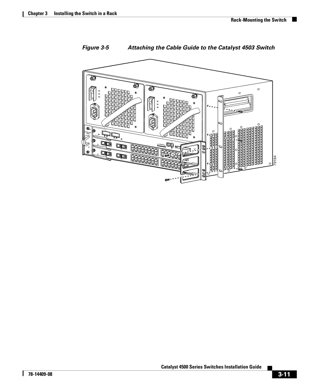 Cisco Systems 4500 manual Attaching the Cable Guide to the Catalyst 4503 Switch 