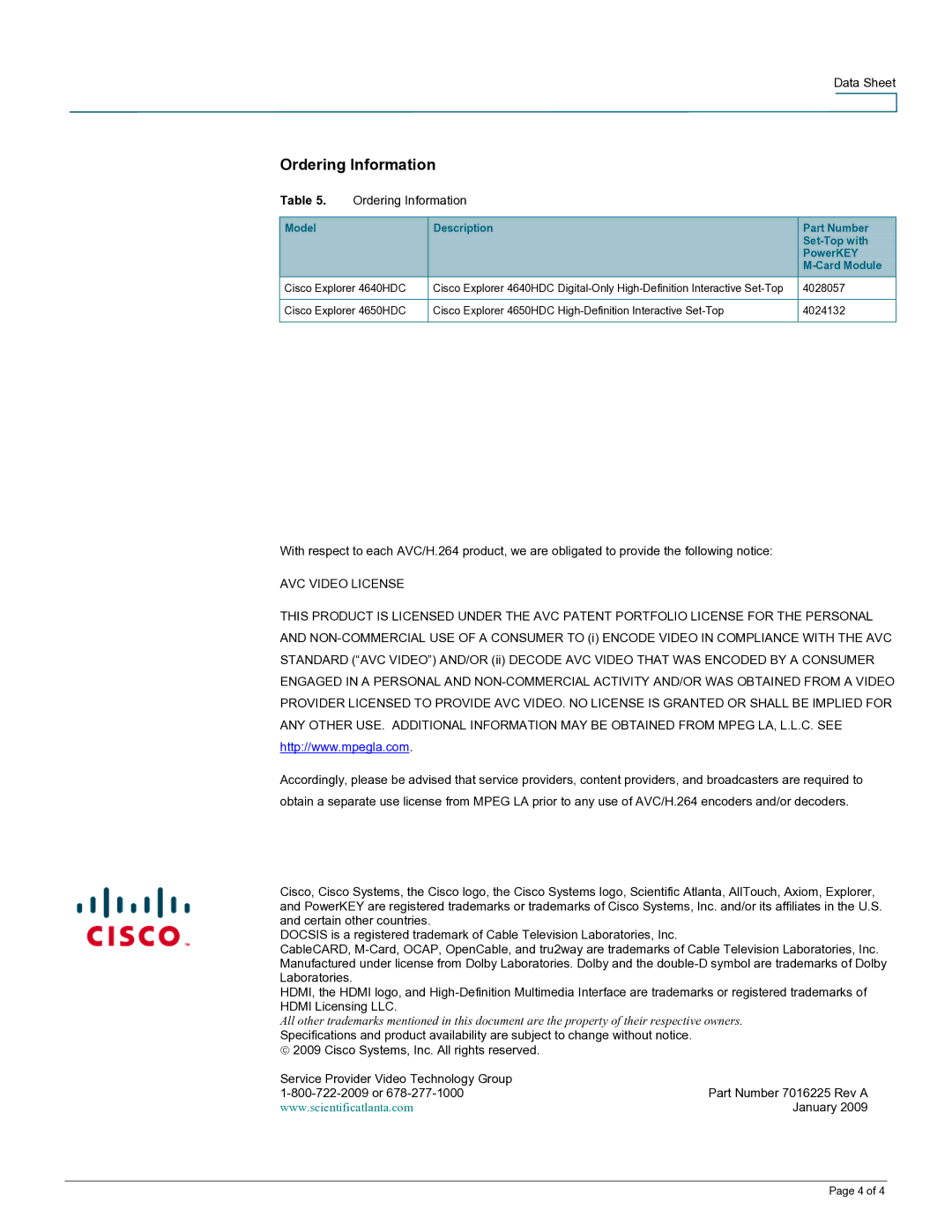 Cisco Systems 4650HDC, 4640HDC manual Ordering Information 