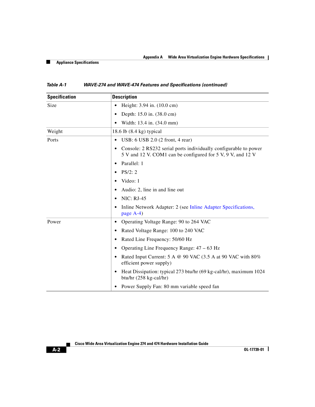 Cisco Systems 474, 274 manual A-4 