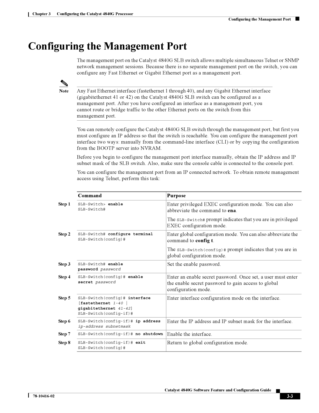 Cisco Systems 4840G appendix Configuring the Management Port 