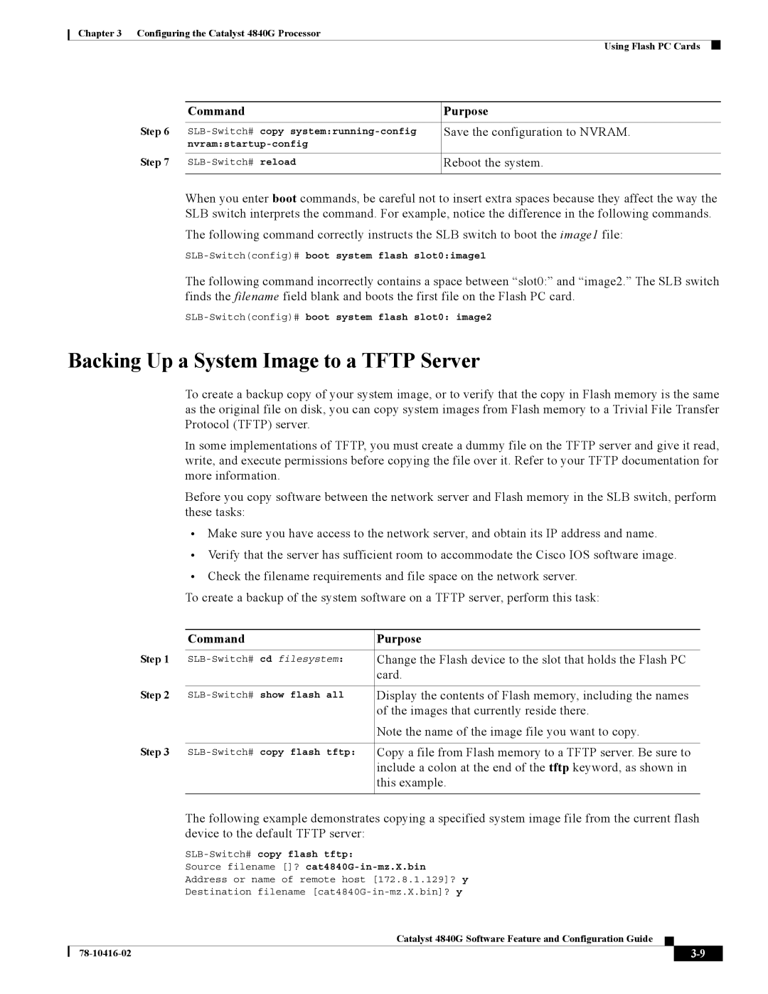 Cisco Systems 4840G appendix Backing Up a System Image to a Tftp Server 