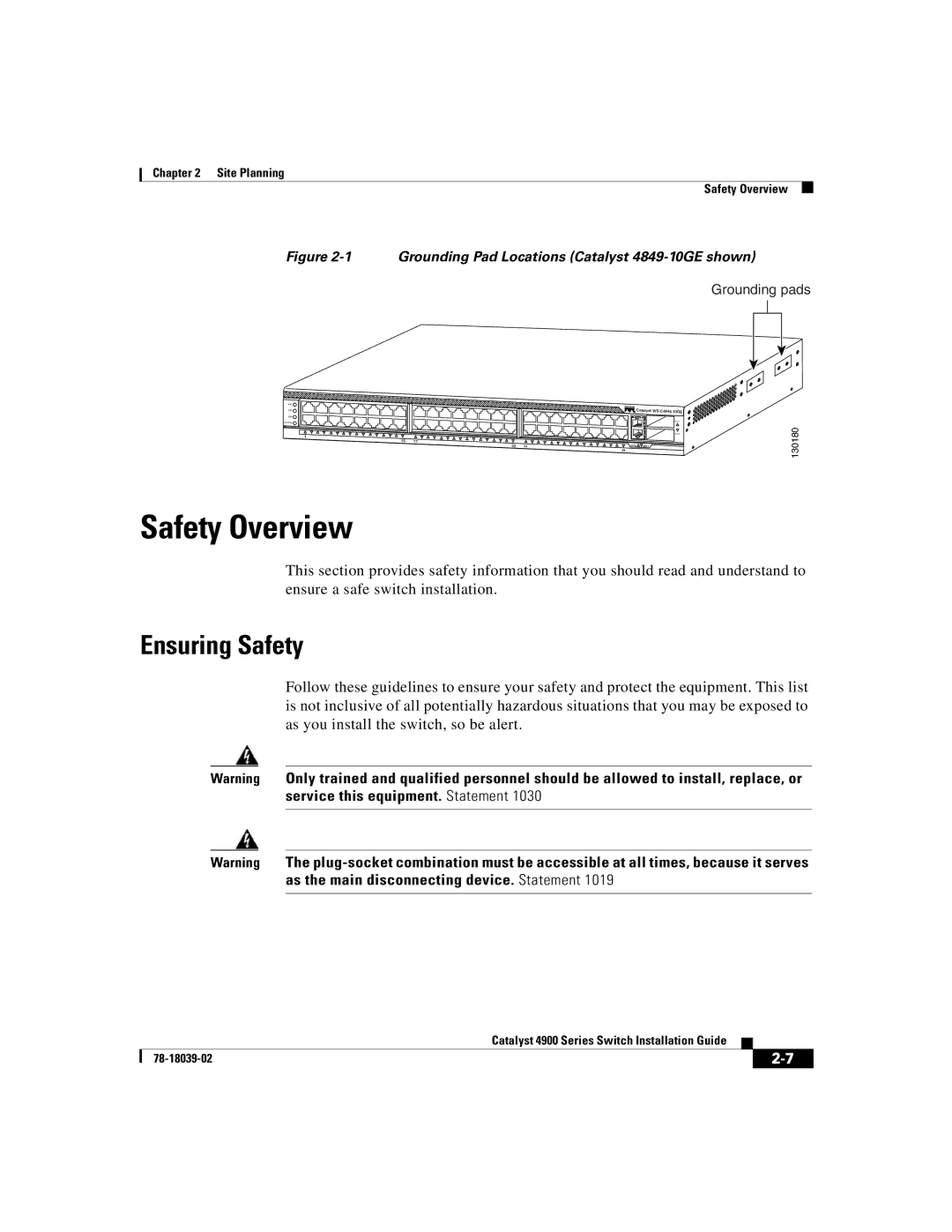 Cisco Systems 4900 Series manual Safety Overview, Ensuring Safety 