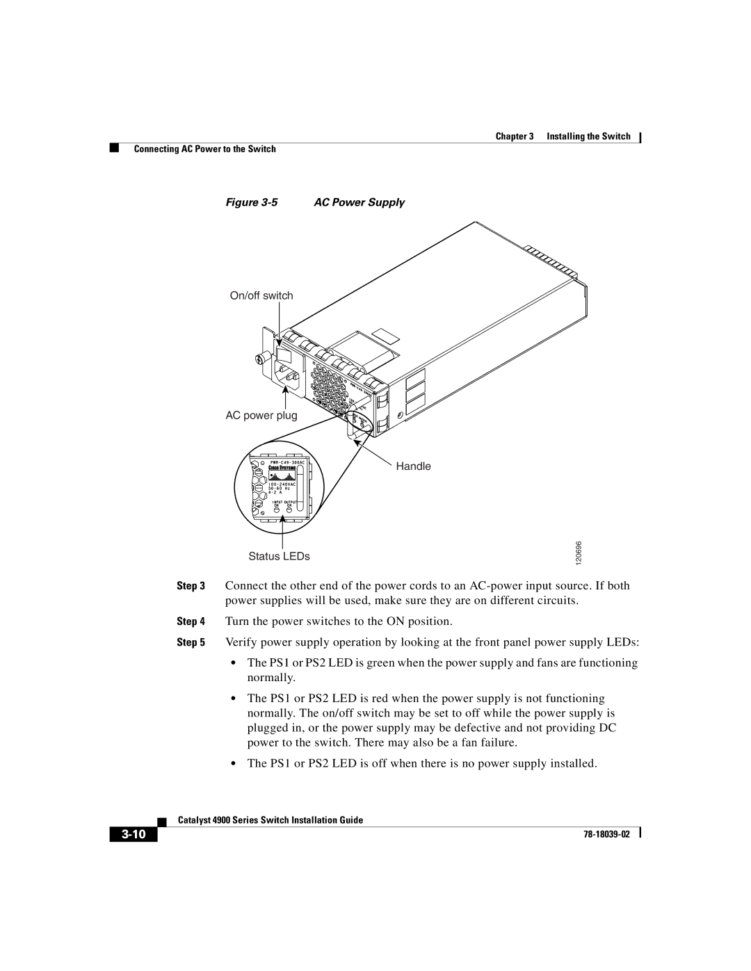 Cisco Systems 4900 Series manual AC Power Supply 