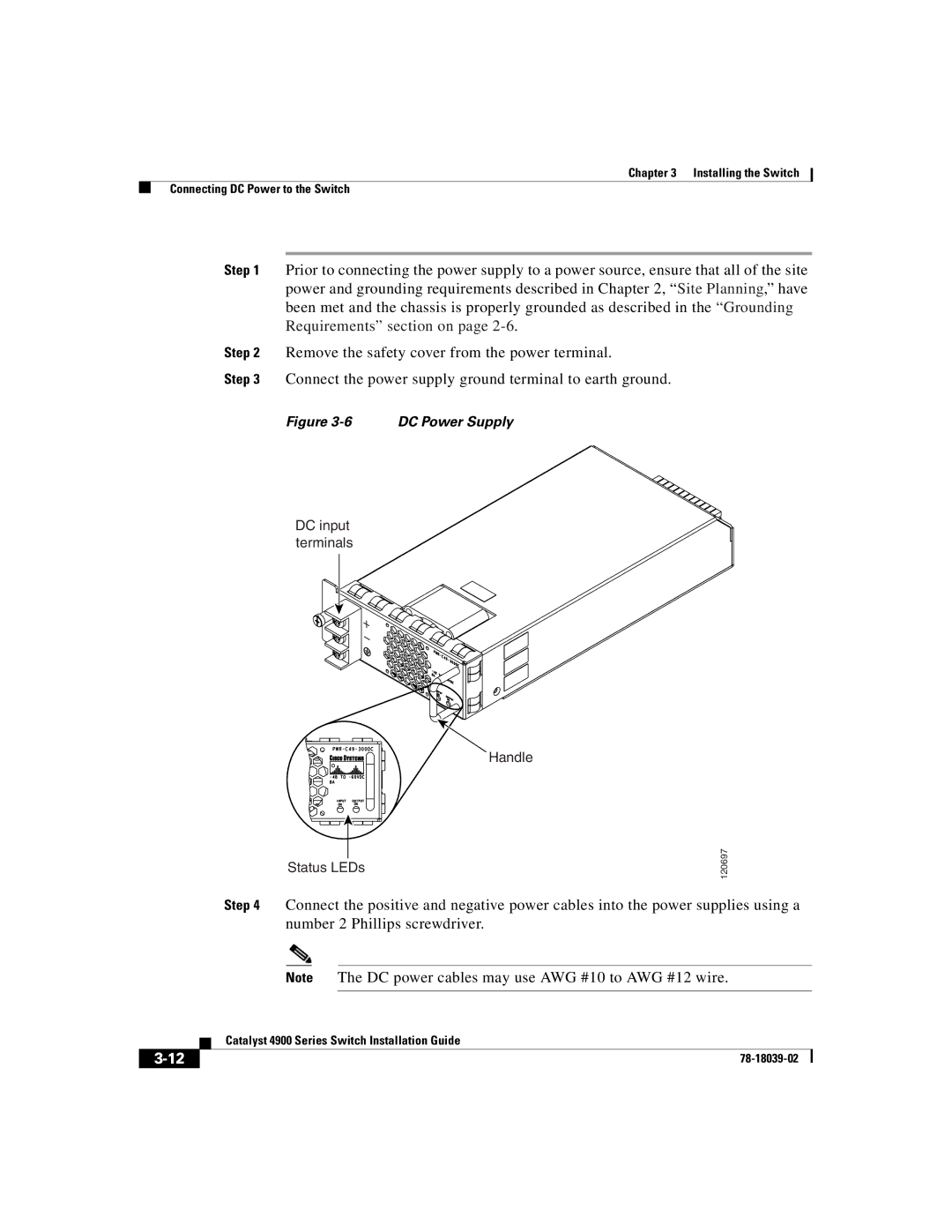 Cisco Systems 4900 Series manual DC Power Supply 