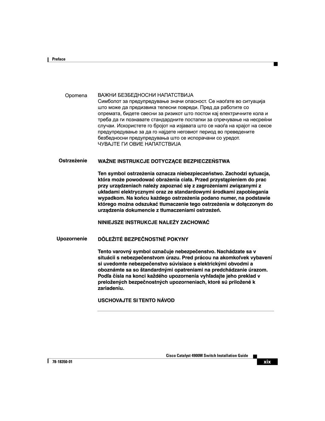 Cisco Systems 4900M manual Xix 