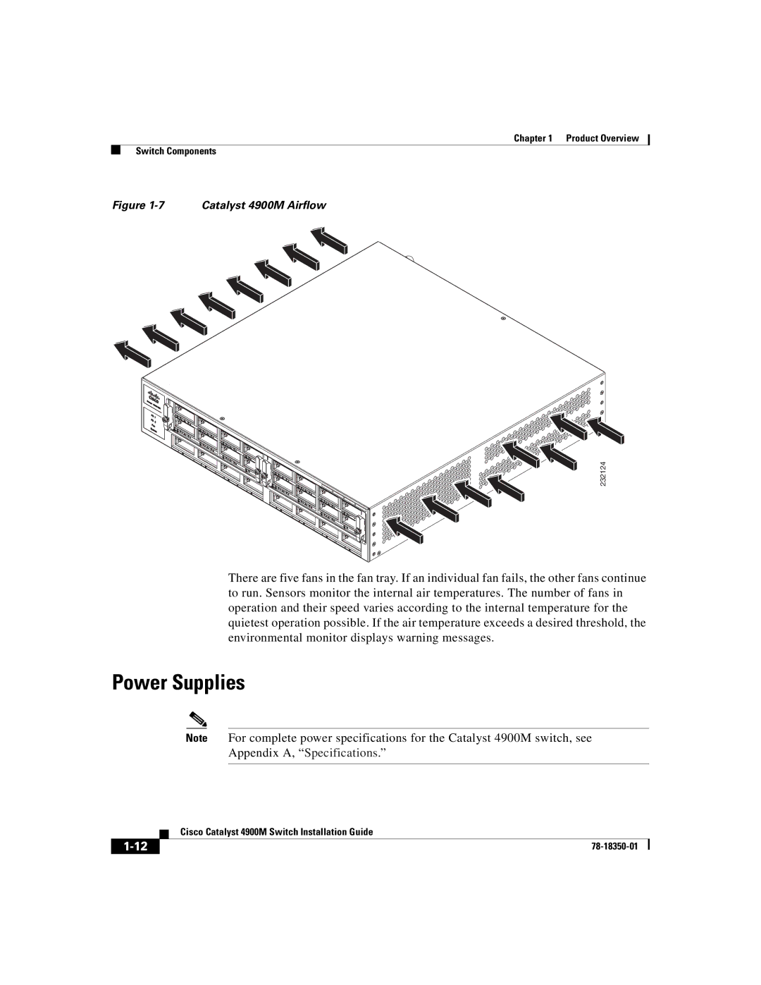 Cisco Systems manual Power Supplies, Catalyst 4900M Airflow 