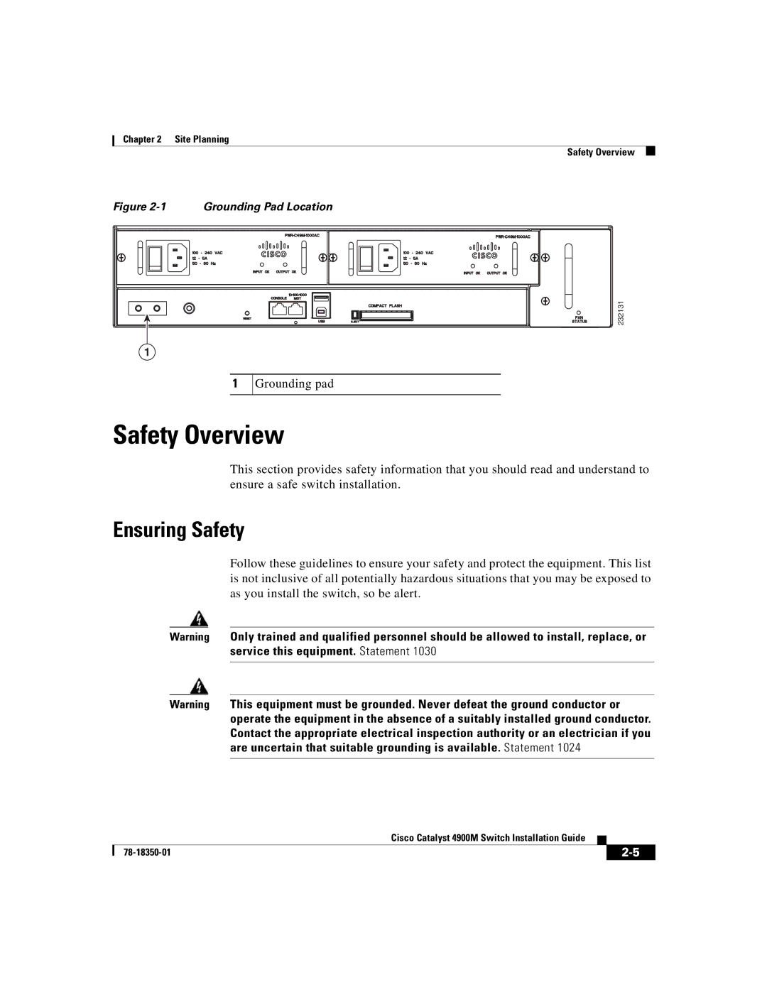 Cisco Systems 4900M manual Safety Overview, Ensuring Safety 