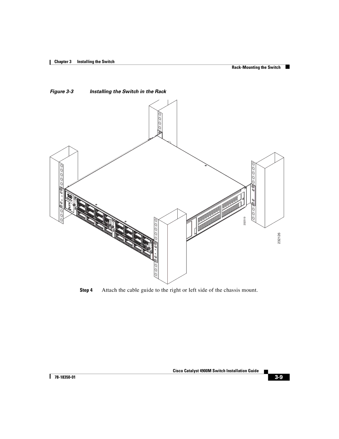 Cisco Systems 4900M manual Installing the Switch in the Rack 