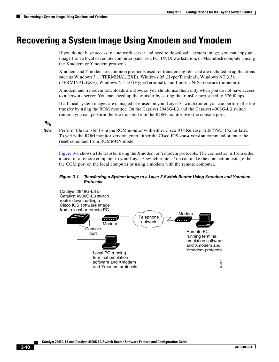 Cisco Systems 4908G-L3, 2948G-L3 manual Recovering a System Image Using Xmodem and Ymodem 