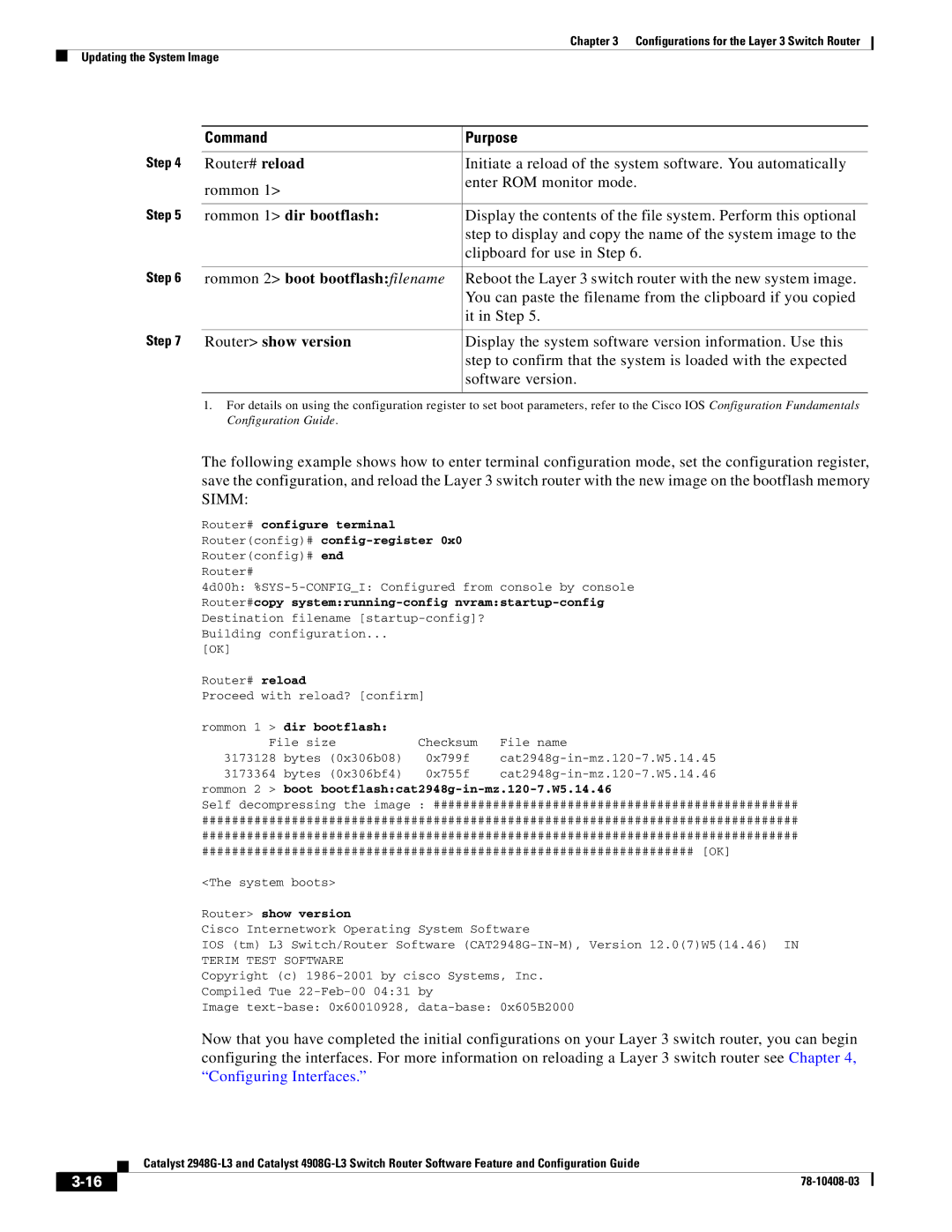 Cisco Systems 4908G-L3, 2948G-L3 manual Rommon 1 dir bootflash, Rommon 2 boot bootflash filename, Router show version 