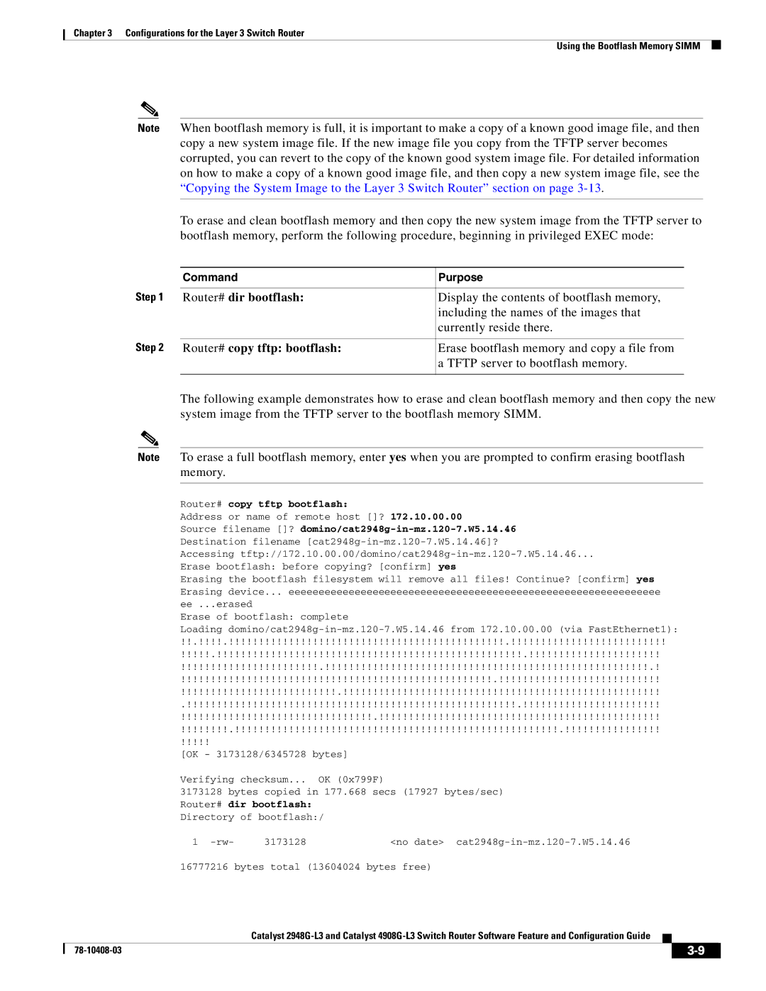 Cisco Systems 2948G-L3, 4908G-L3 manual Source filename ? domino/cat2948g-in-mz.120-7.W5.14.46, Router# dir bootflash 