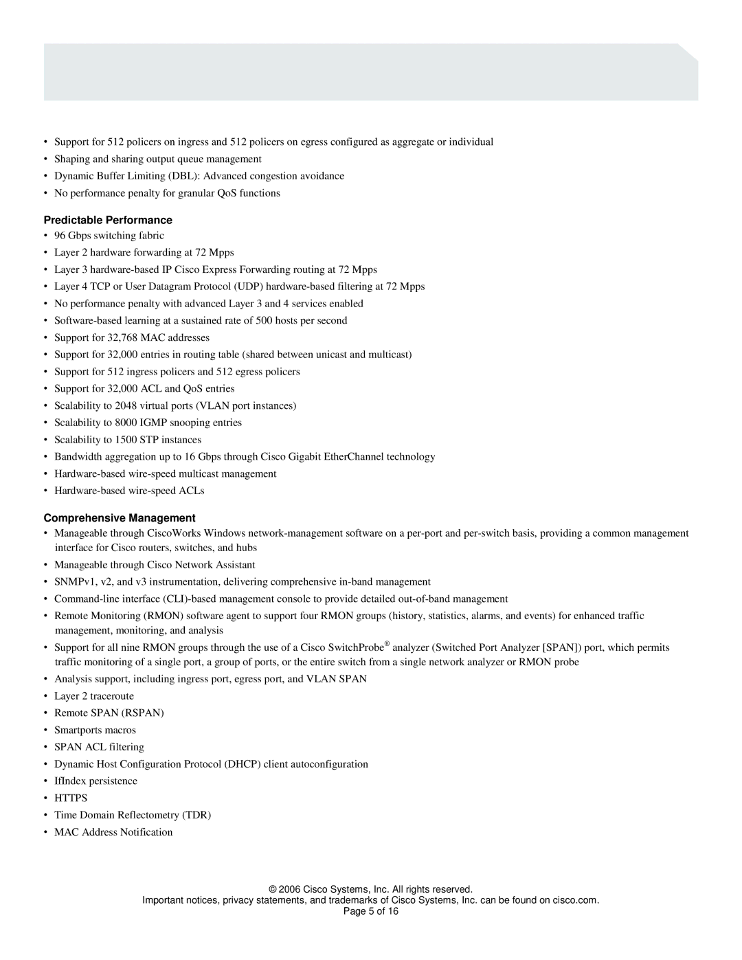 Cisco Systems 4948 Series manual Predictable Performance, ∙ Https 