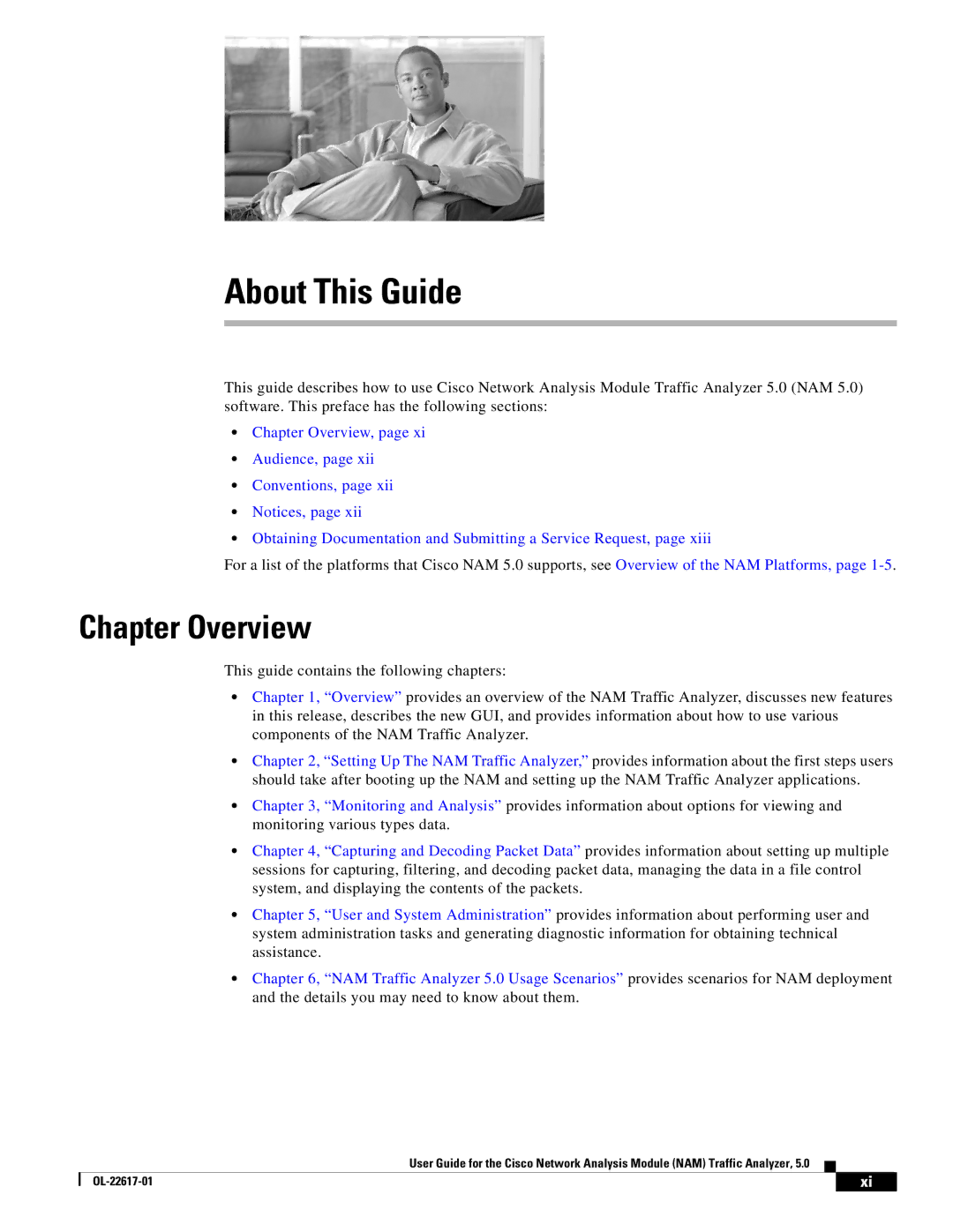 Cisco Systems NAM, 5 manual About This Guide, Chapter Overview 