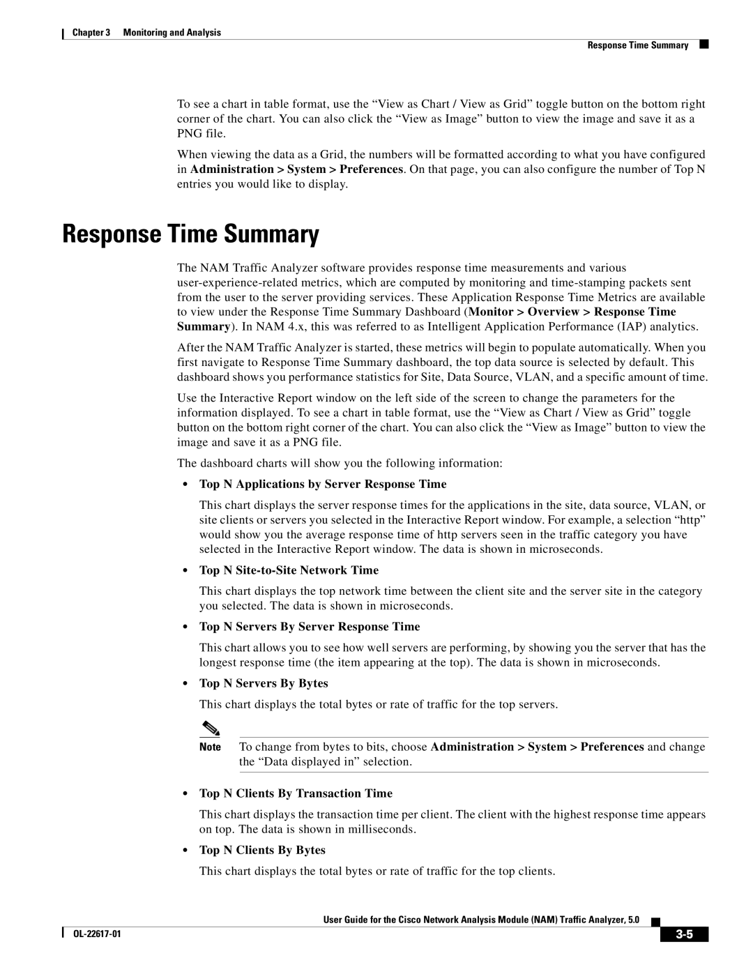 Cisco Systems NAM, 5 manual Response Time Summary 