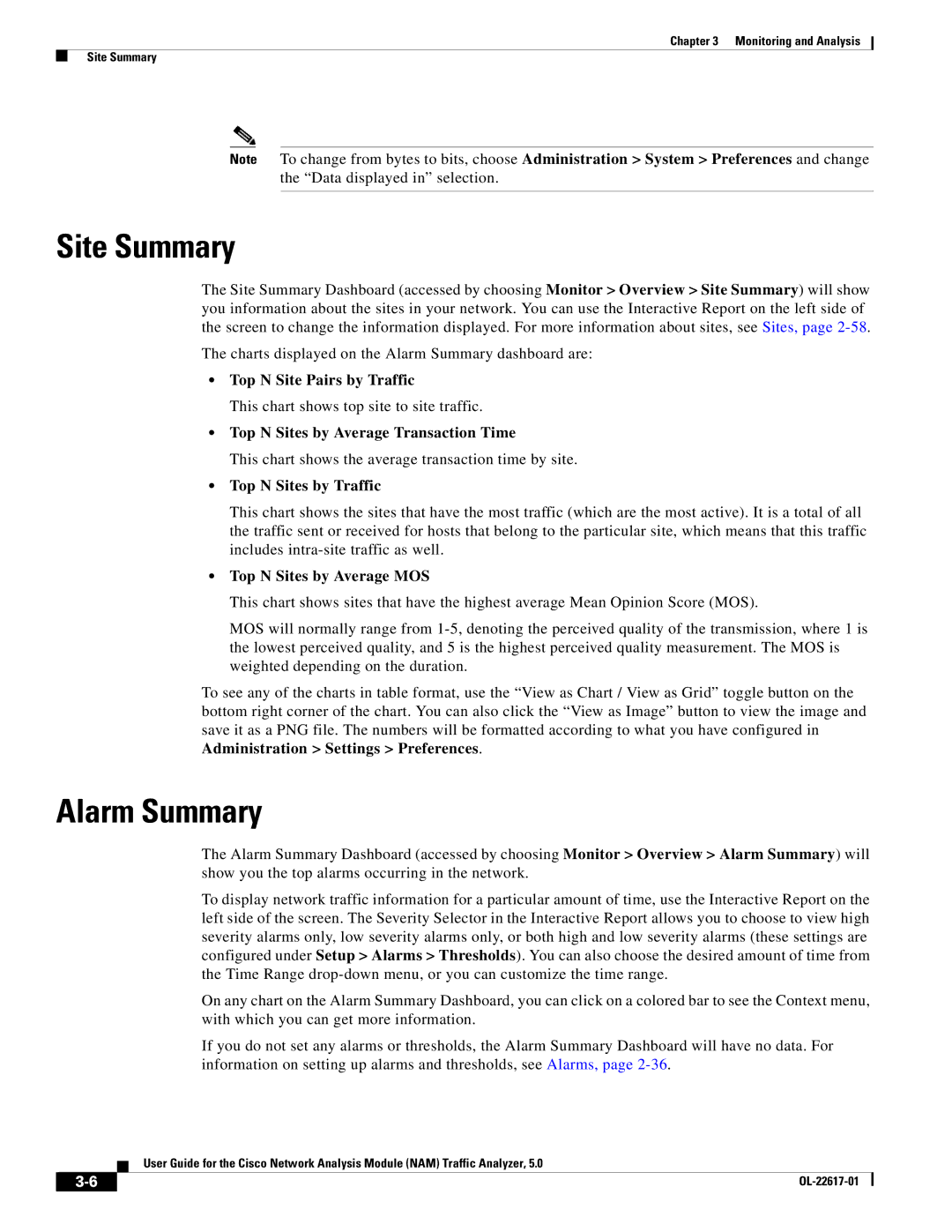 Cisco Systems 5, NAM manual Site Summary, Alarm Summary 