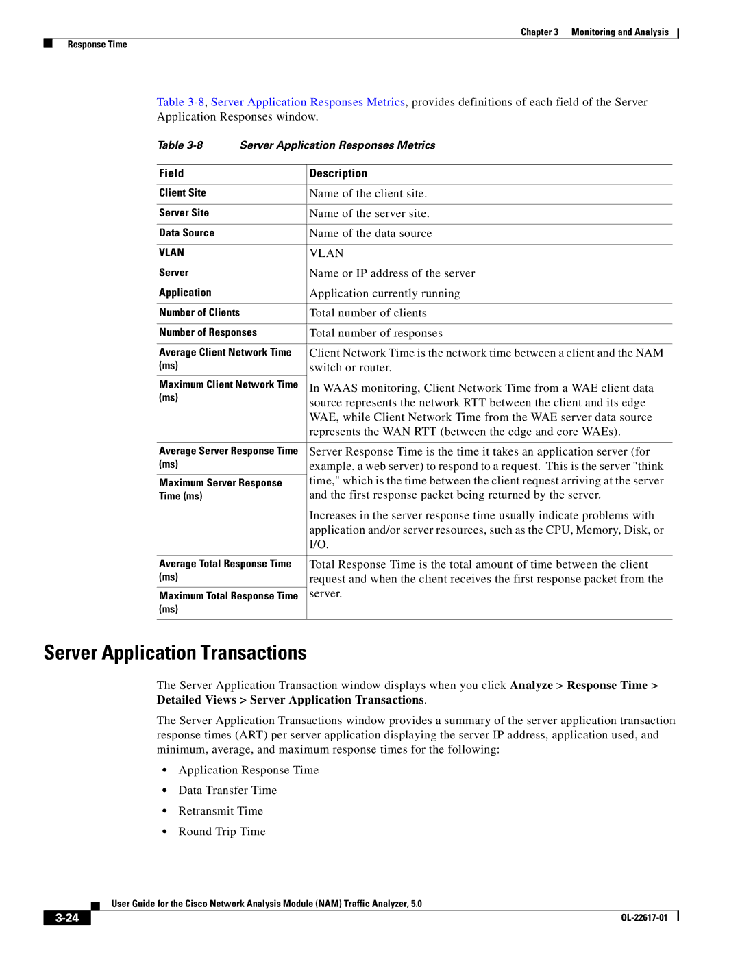 Cisco Systems 5, NAM manual Detailed Views Server Application Transactions 