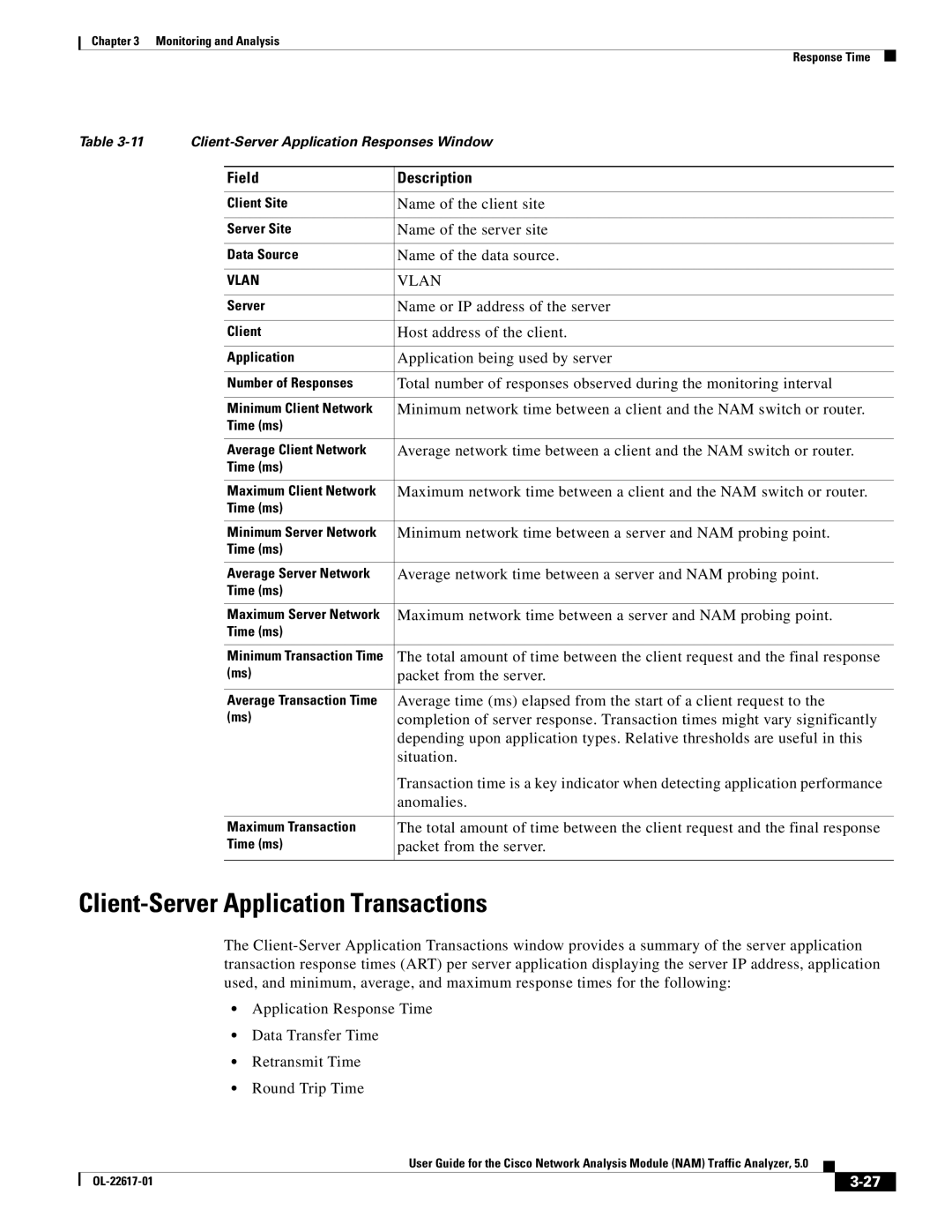 Cisco Systems NAM, 5 manual Client-Server Application Transactions 