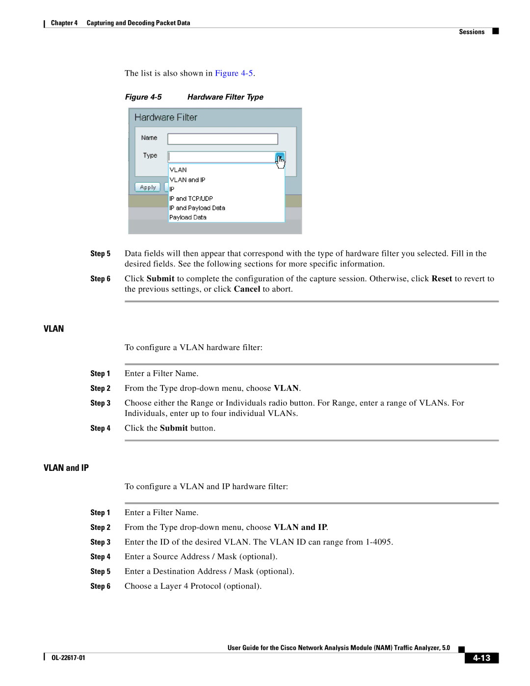 Cisco Systems NAM, 5 manual Vlan and IP, List is also shown in Figure 