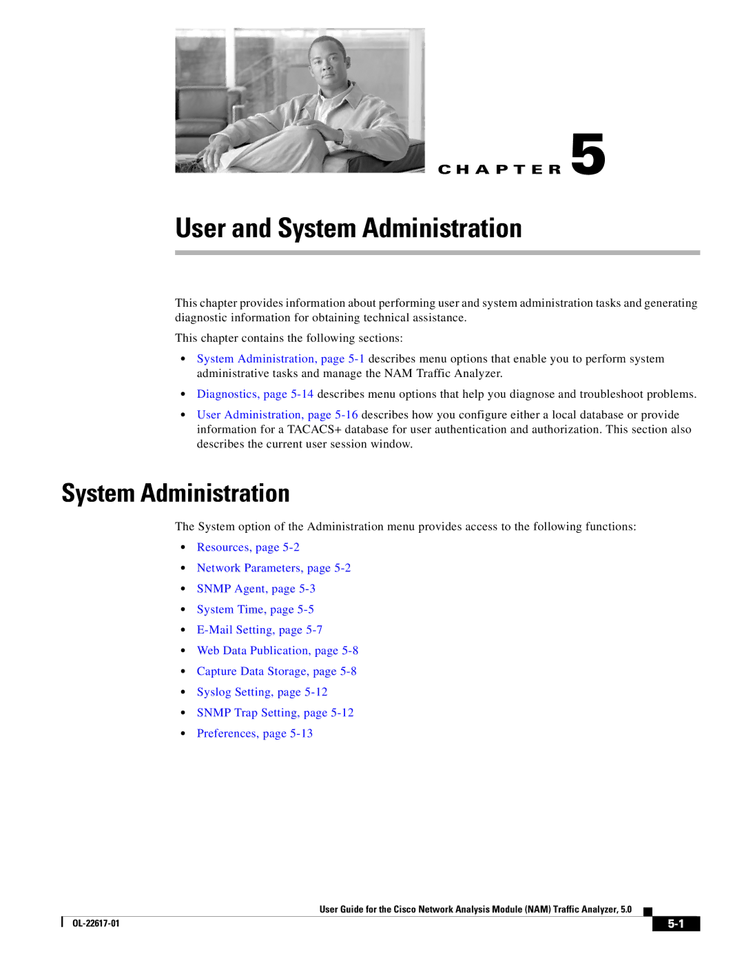 Cisco Systems NAM, 5 manual User and System Administration 