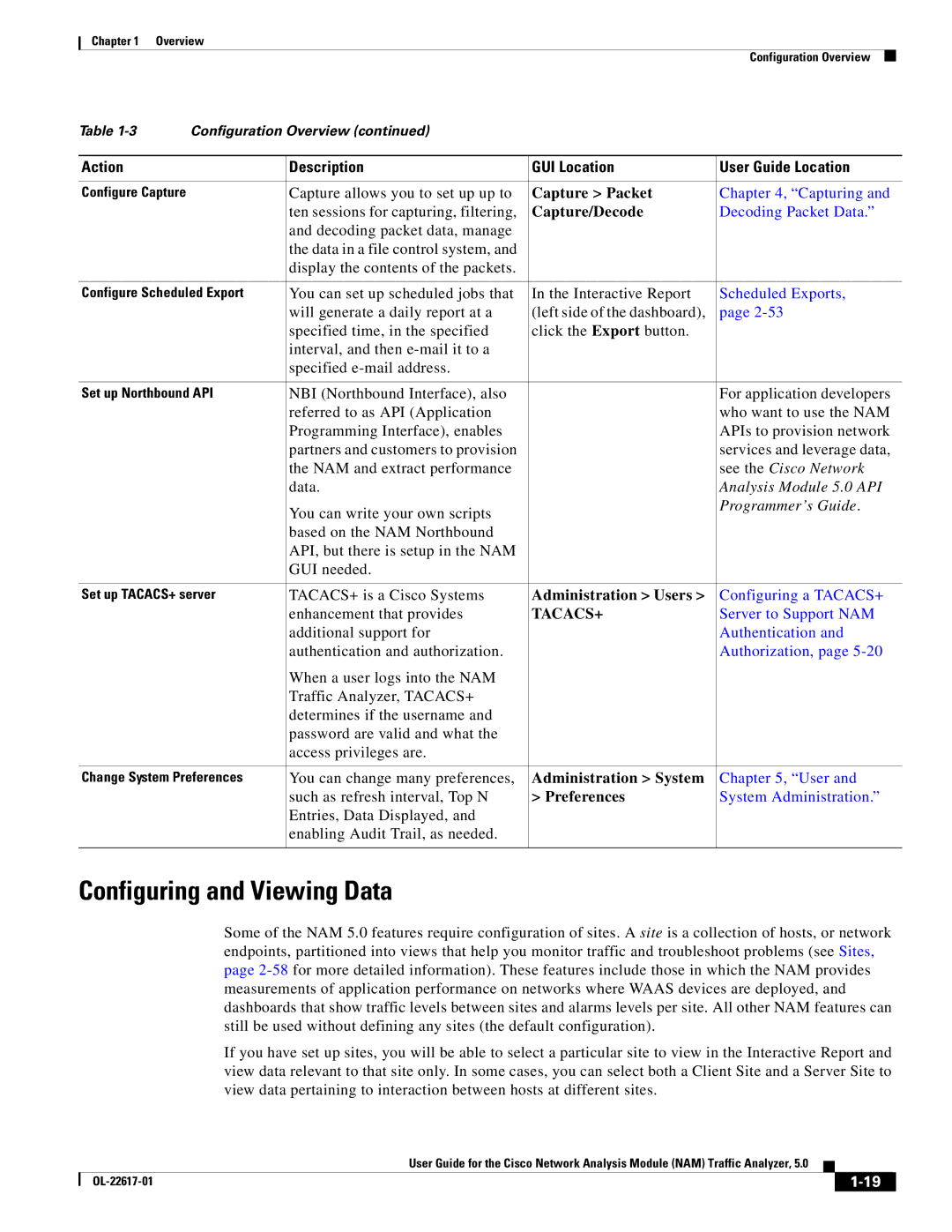 Cisco Systems NAM, 5 manual Configuring and Viewing Data, Capture Packet, Capture/Decode, Administration Users, Preferences 