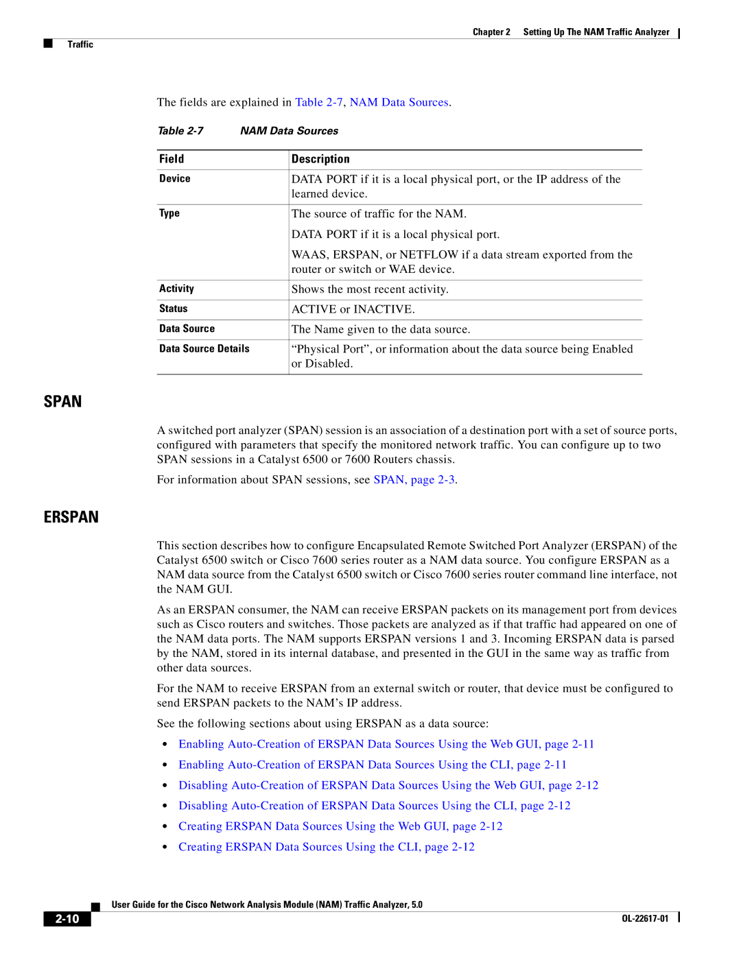 Cisco Systems 5 Fields are explained in -7, NAM Data Sources, Data Port if it is a local physical port, or the IP address 