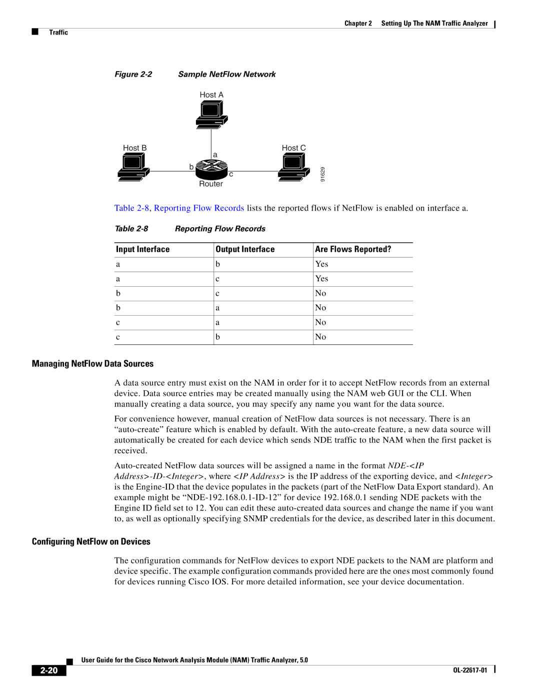 Cisco Systems 5, NAM Managing NetFlow Data Sources, Configuring NetFlow on Devices, Output Interface Are Flows Reported? 