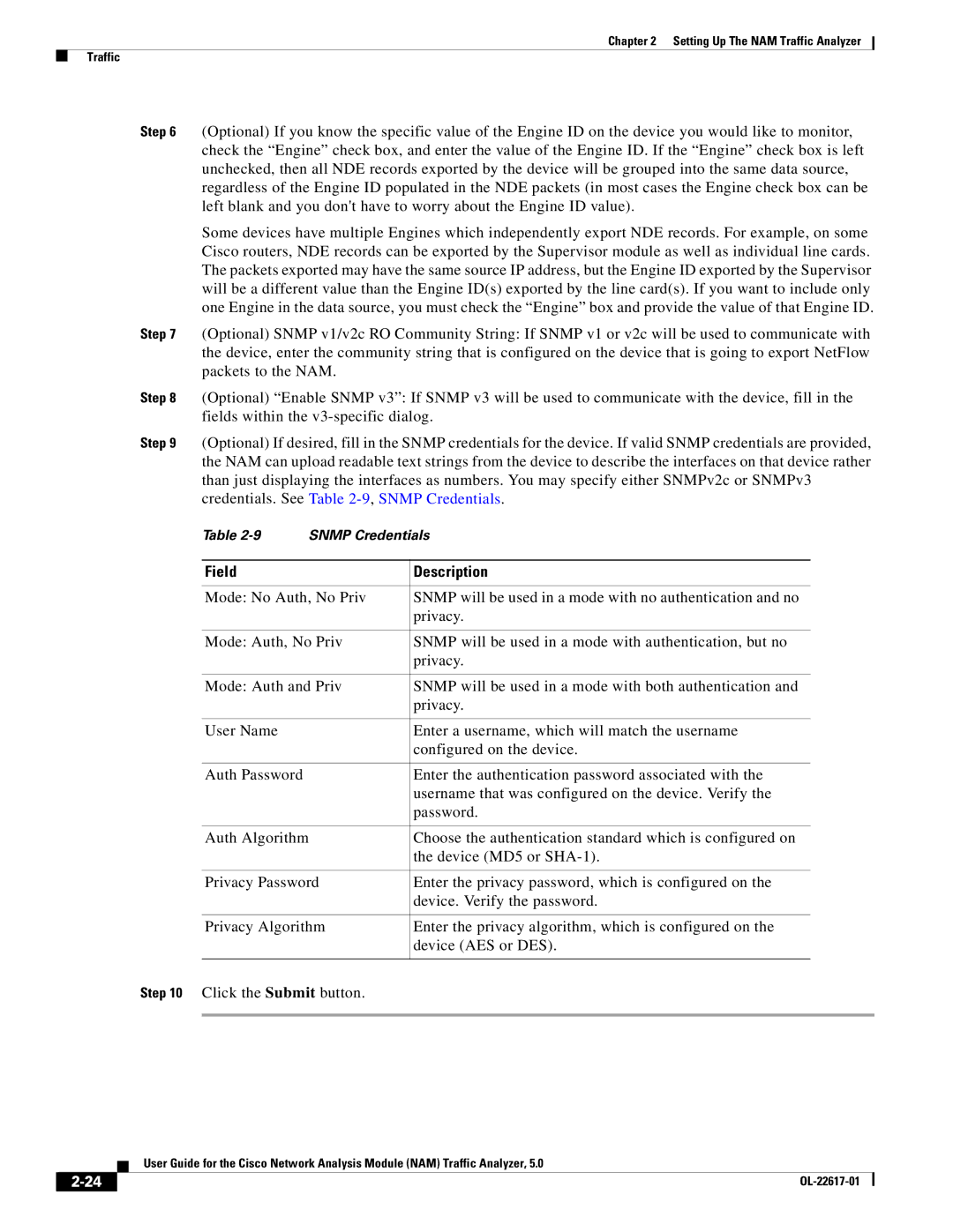 Cisco Systems 5, NAM manual Snmp Credentials 