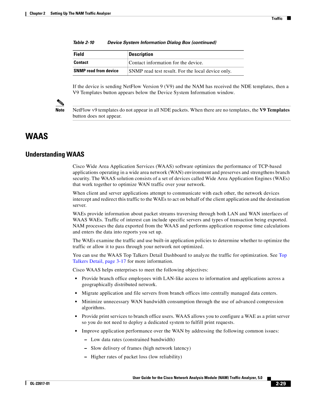 Cisco Systems NAM Understanding Waas, Contact information for the device, Snmp read test result. For the local device only 