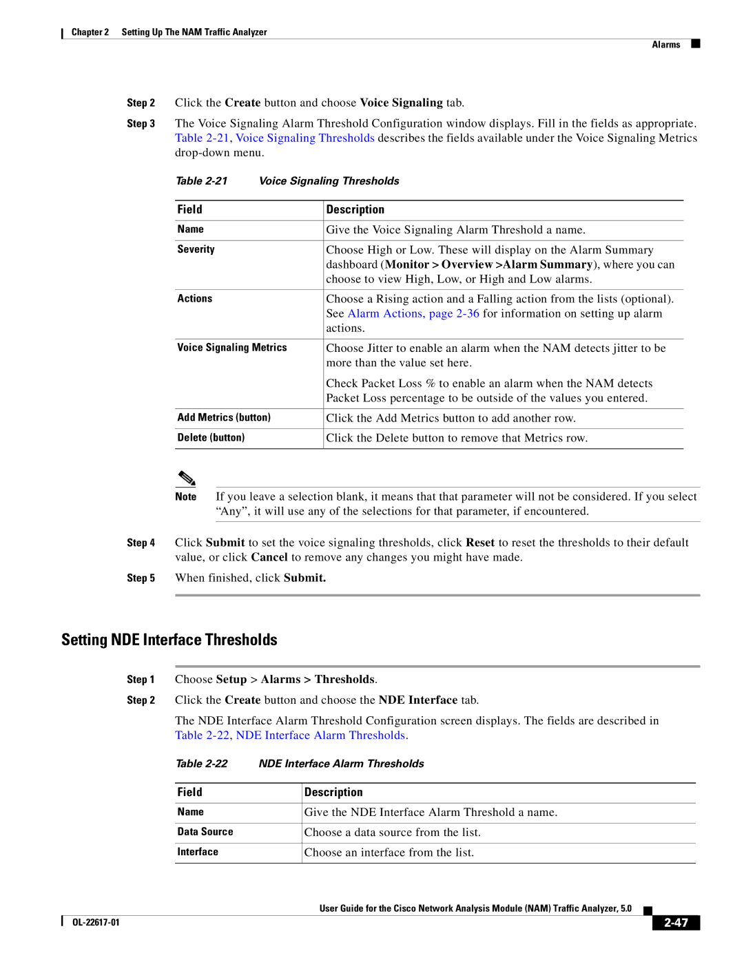 Cisco Systems NAM, 5 manual Setting NDE Interface Thresholds, Dashboard Monitor Overview Alarm Summary , where you can 