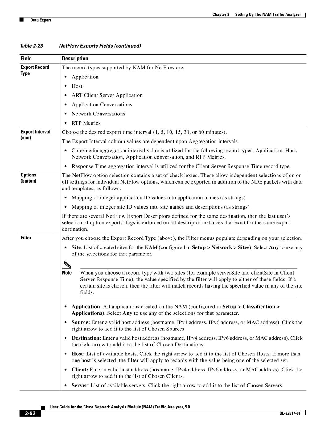 Cisco Systems 5 manual Record types supported by NAM for NetFlow are, Host, ART Client Server Application, RTP Metrics 