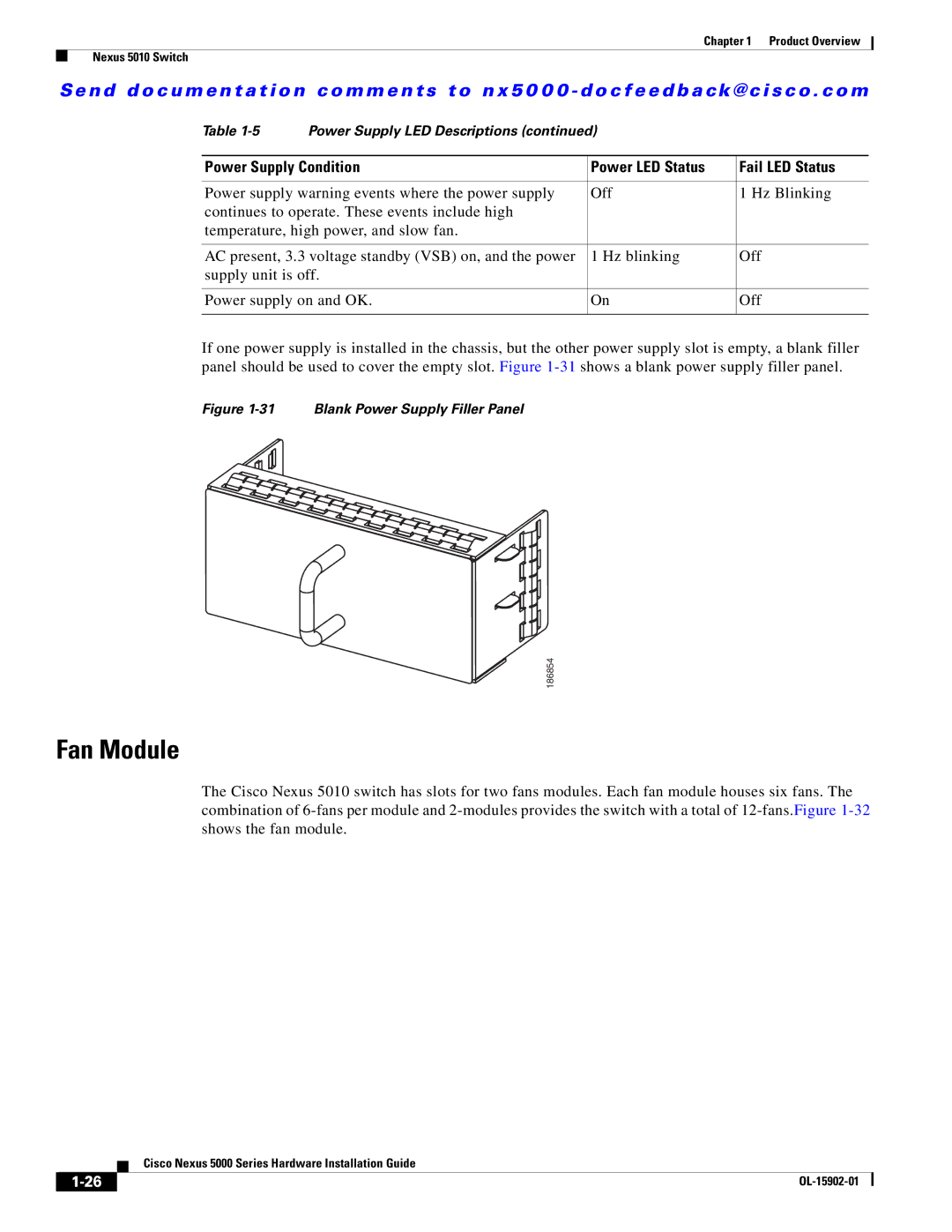 Cisco Systems 5000 Series manual Blank Power Supply Filler Panel 