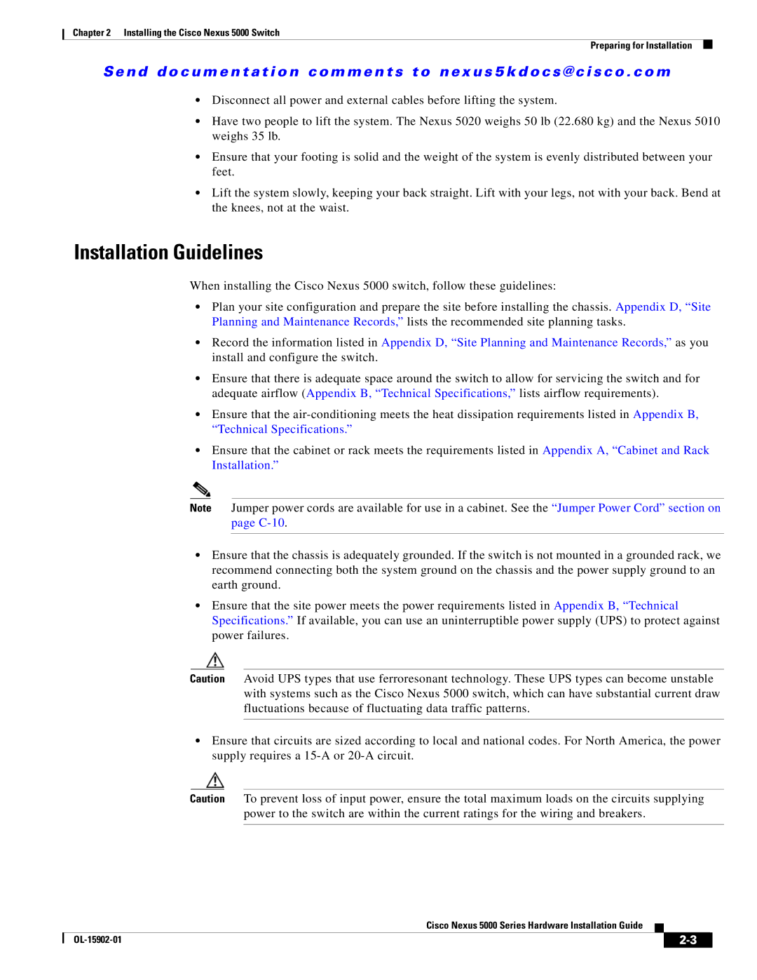 Cisco Systems 5000 Series manual Installation Guidelines 