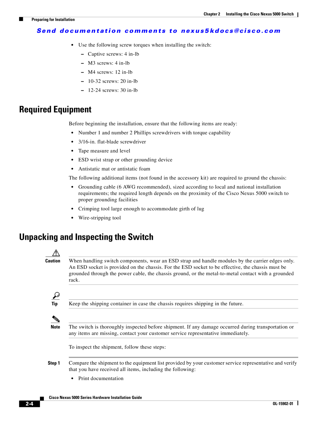 Cisco Systems 5000 Series manual Required Equipment, Unpacking and Inspecting the Switch 