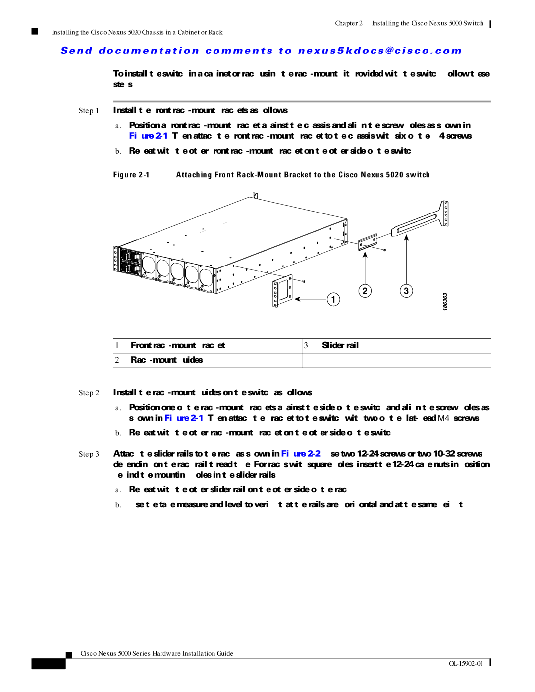 Cisco Systems 5000 Series manual Front rack-mount bracket Slider rail Rack-mount guides 