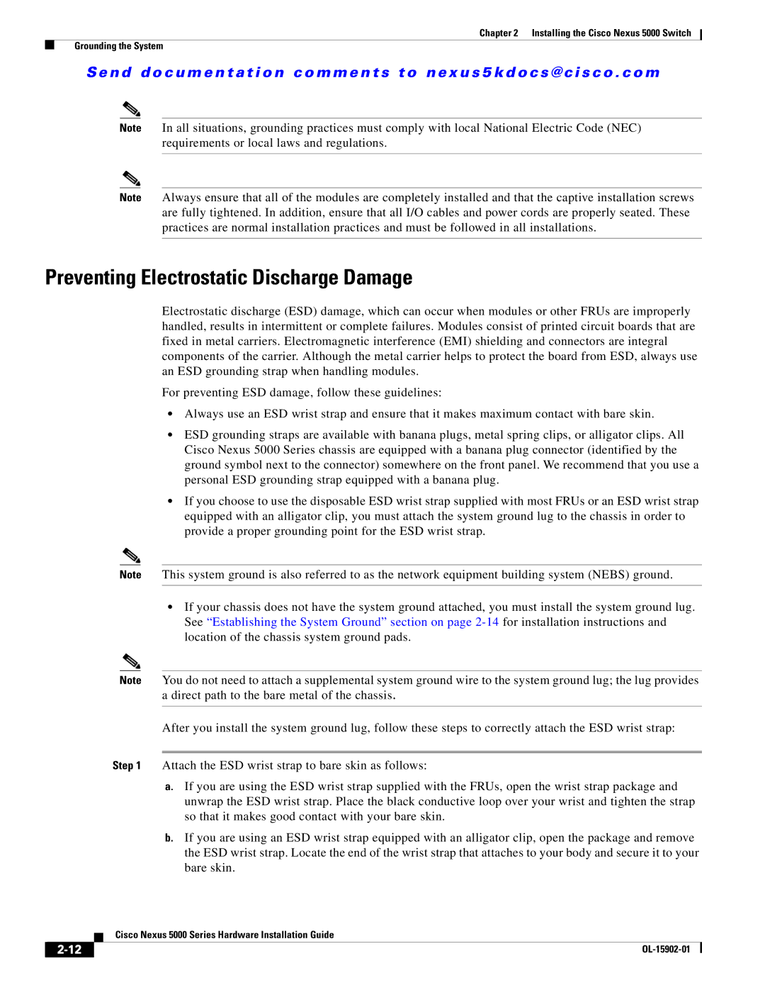 Cisco Systems 5000 Series manual Preventing Electrostatic Discharge Damage 