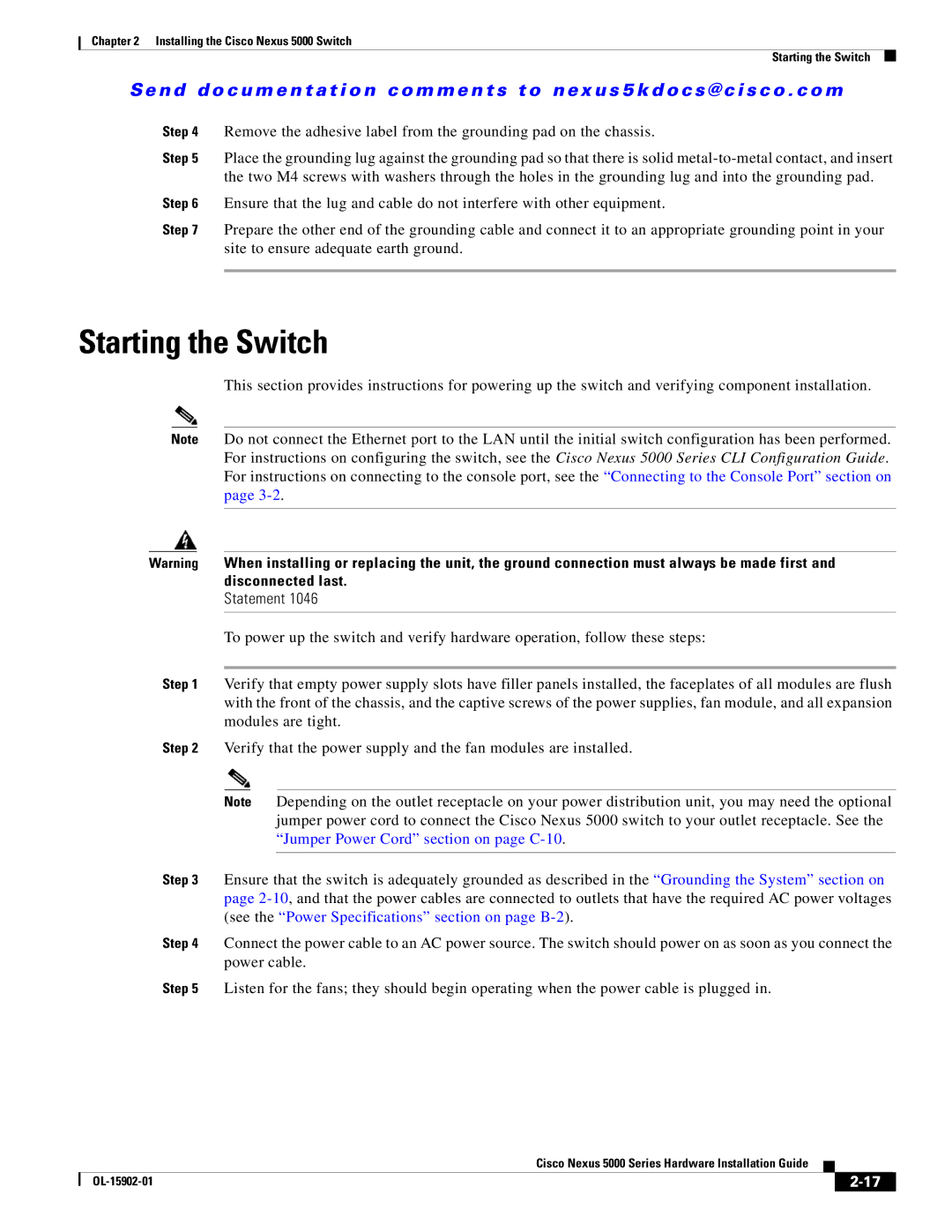 Cisco Systems 5000 Series manual Starting the Switch 