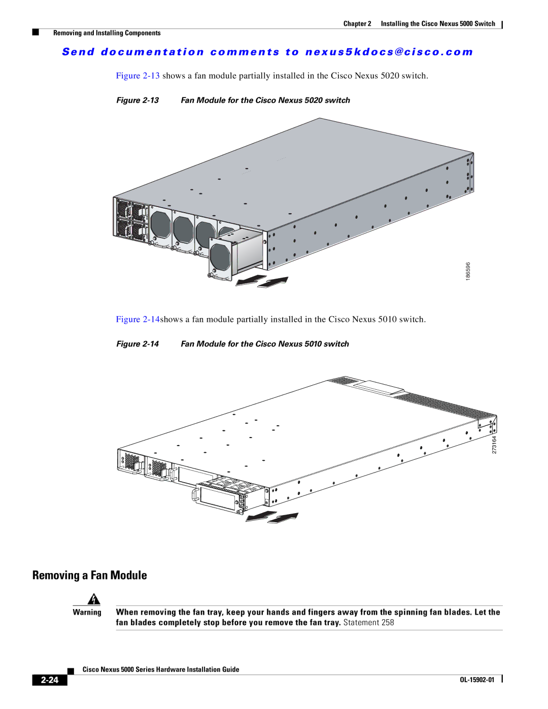 Cisco Systems 5000 Series manual Removing a Fan Module, Fan Module for the Cisco Nexus 5020 switch 