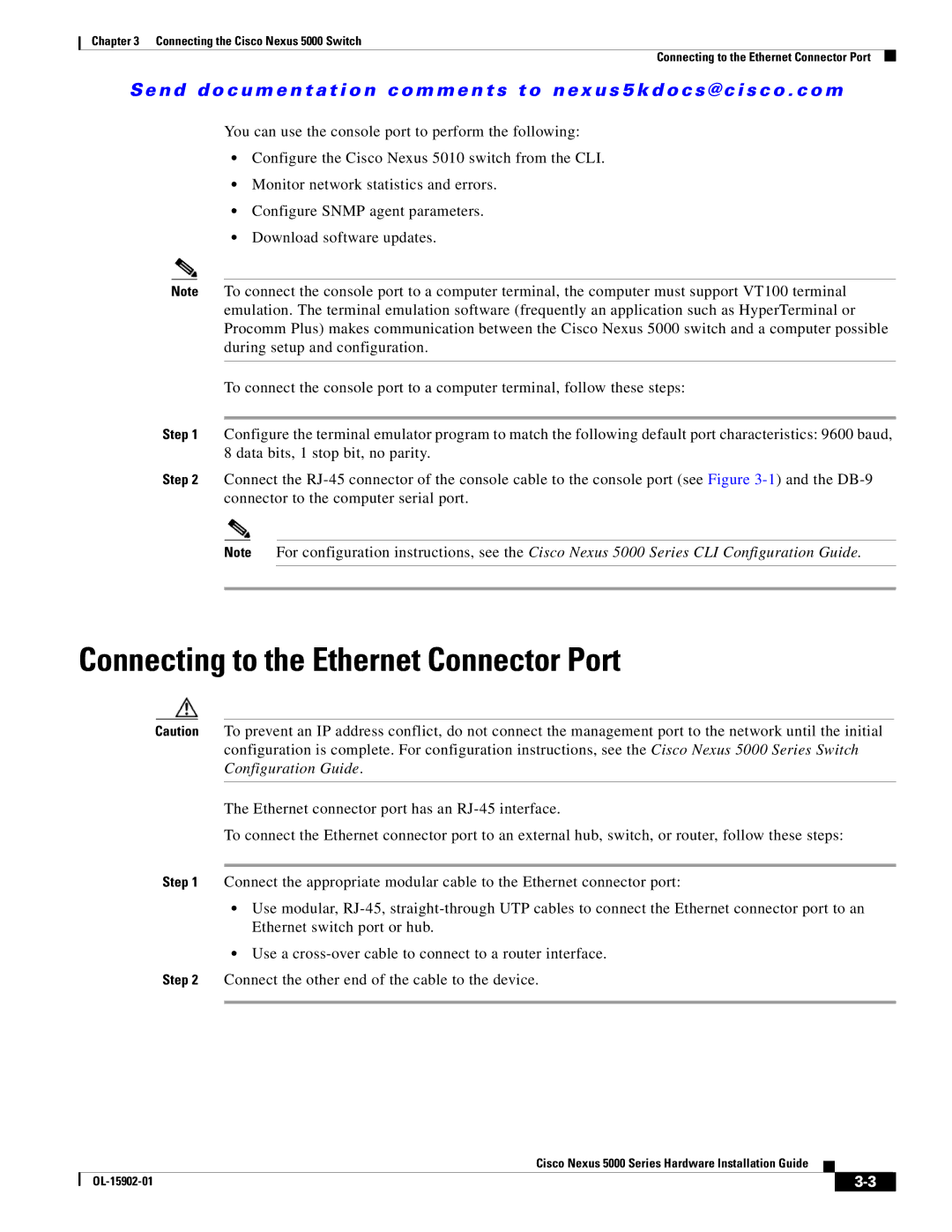 Cisco Systems 5000 Series manual Connecting to the Ethernet Connector Port 