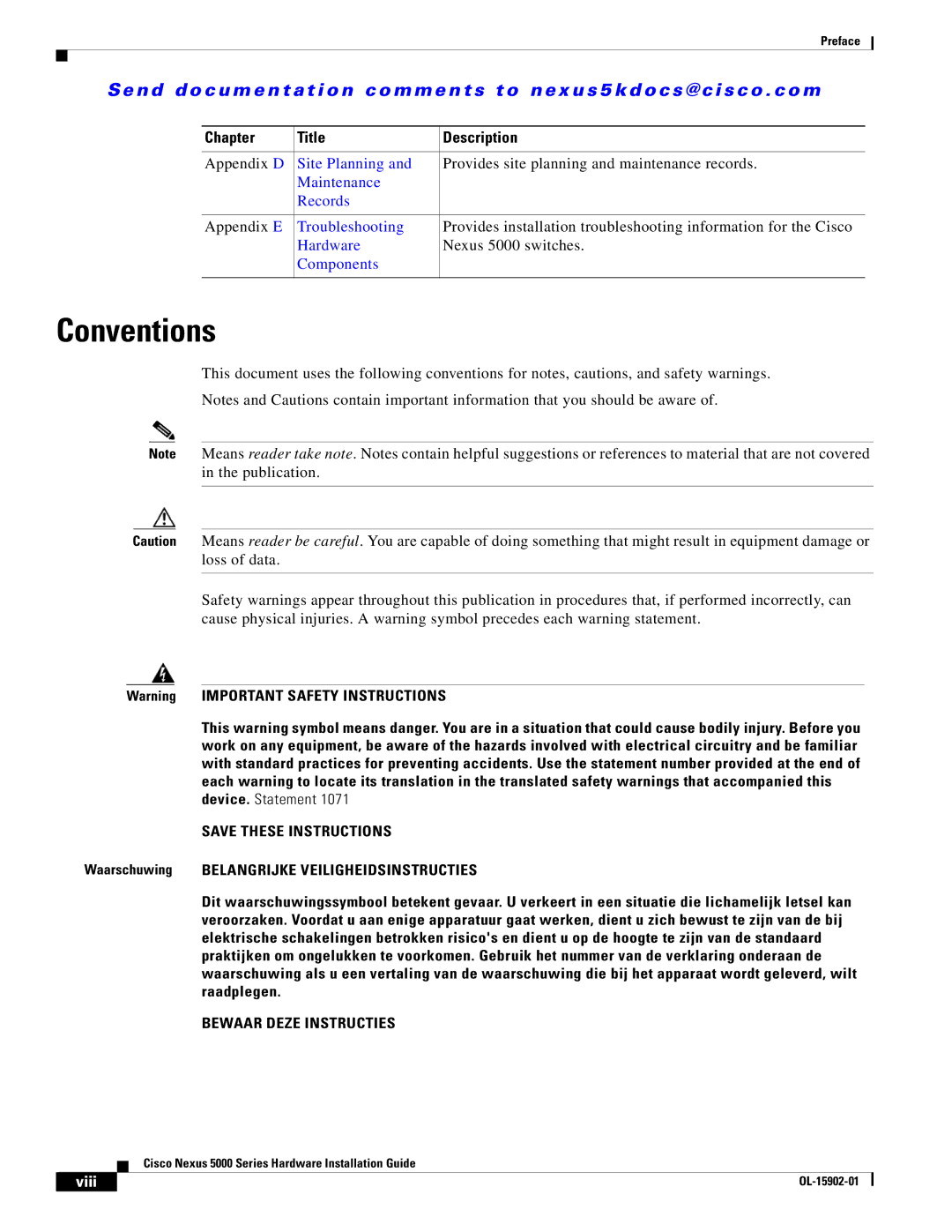 Cisco Systems 5000 Series manual Conventions, Chapter Title Description 