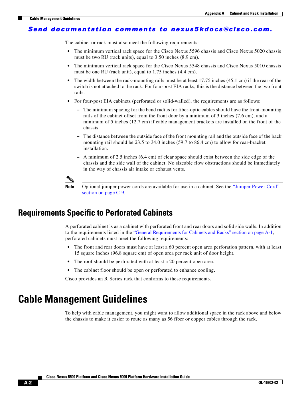 Cisco Systems 5000 manual Cable Management Guidelines, Requirements Specific to Perforated Cabinets 