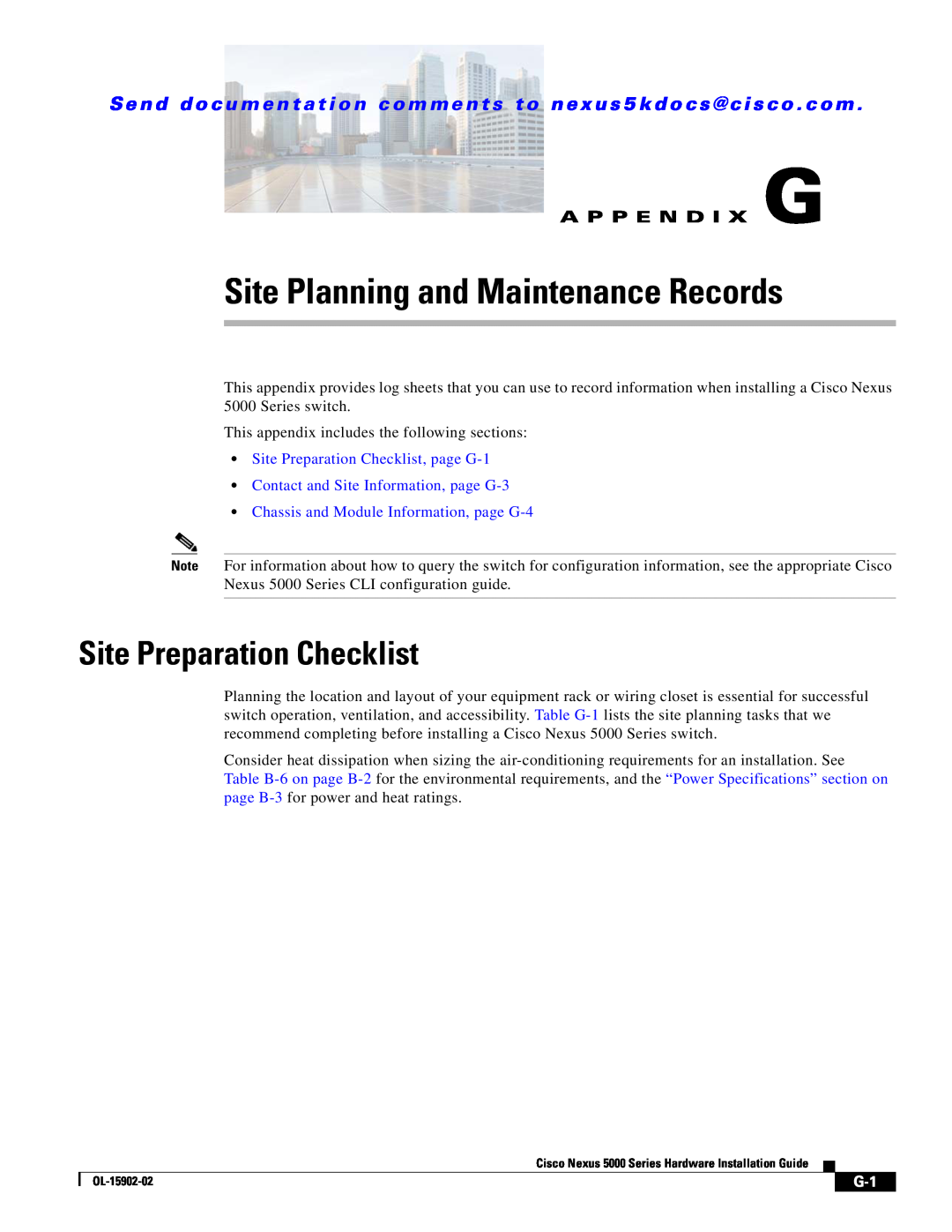 Cisco Systems 5000 manual Site Planning and Maintenance Records, A P P E N D I X G, Site Preparation Checklist, page G-1 