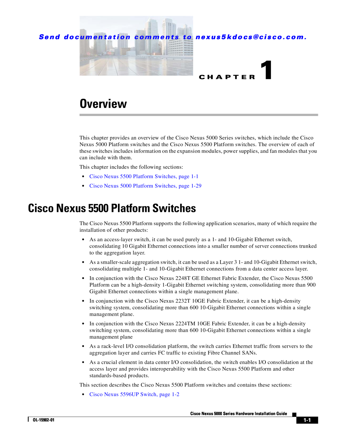 Cisco Systems 5000 Overview, C H A P T E R, Cisco Nexus 5500 Platform Switches, page, Cisco Nexus 5596UP Switch, page 