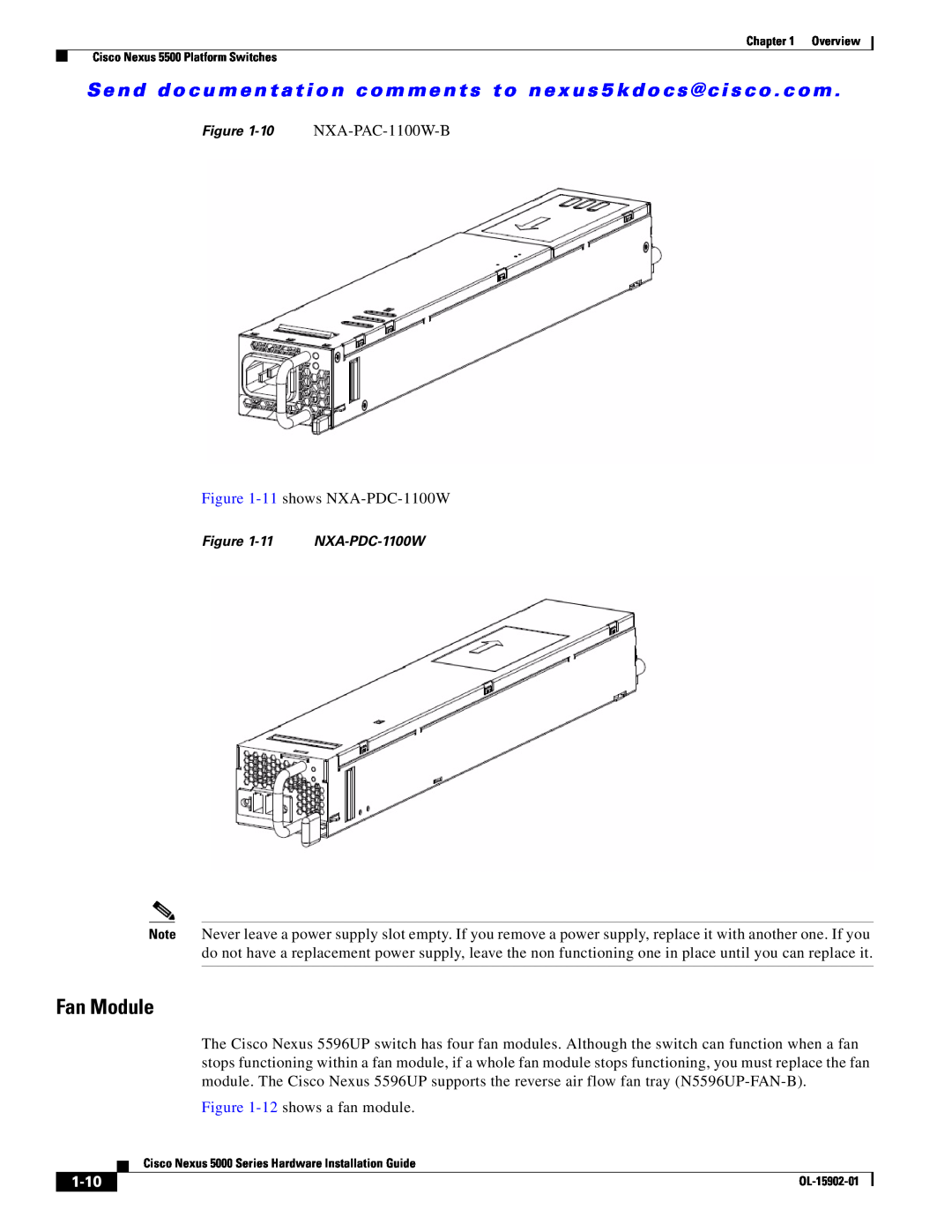 Cisco Systems 5000 manual Fan Module, 1-10 