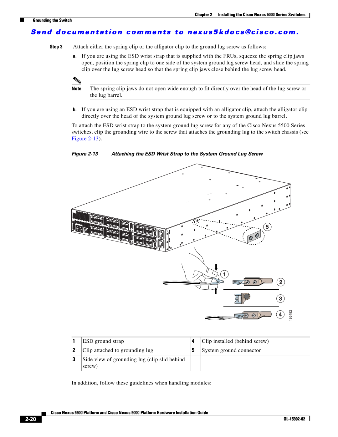 Cisco Systems 5000 manual ESD ground strap, 2-20 