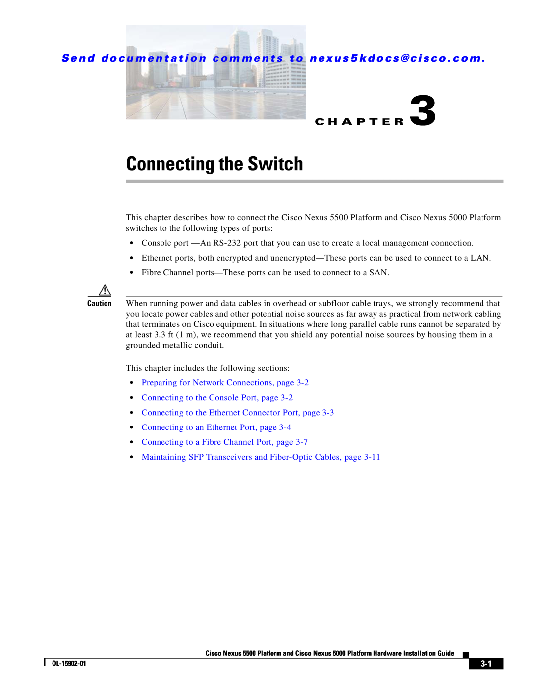 Cisco Systems 5000 manual Connecting the Switch, C H A P T E R, Preparing for Network Connections, page 