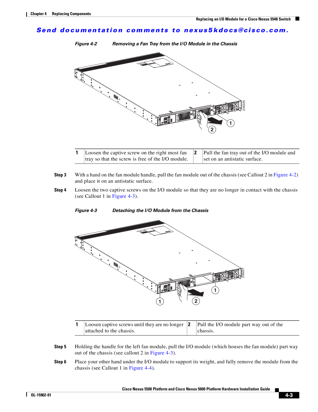 Cisco Systems 5000 manual Removing a Fan Tray from the I/O Module in the Chassis 