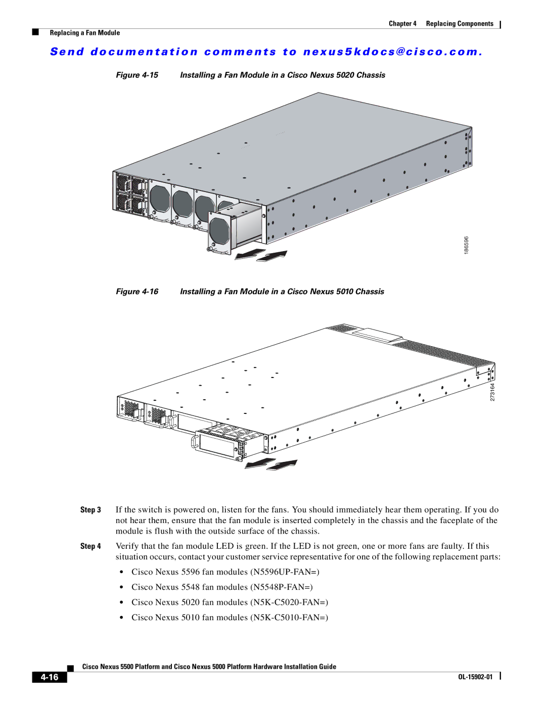 Cisco Systems 5000 manual Installing a Fan Module in a Cisco Nexus 5020 Chassis 