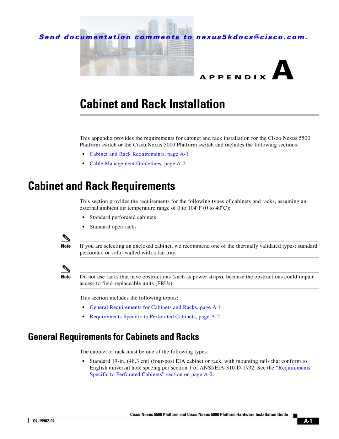 Cisco Systems 5000 manual Cabinet and Rack Requirements, General Requirements for Cabinets and Racks 