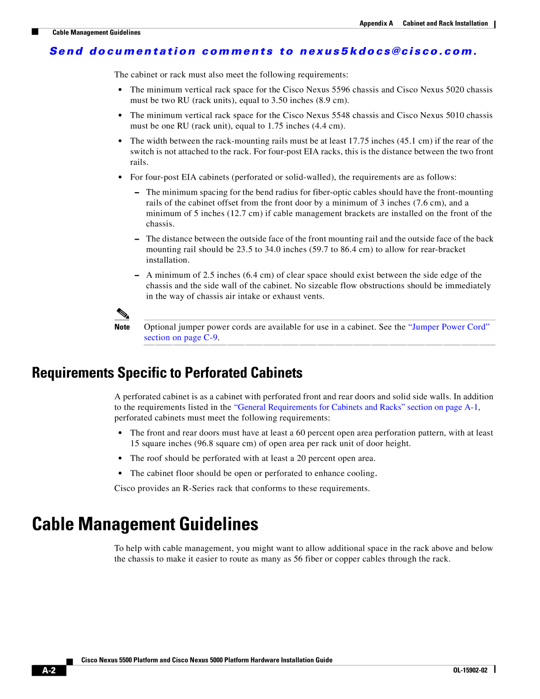 Cisco Systems 5000 manual Cable Management Guidelines, Requirements Specific to Perforated Cabinets 